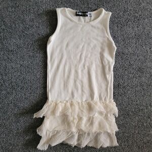 Paesaggino Girl Dress 24 Months Ruffle‎ Silk Hem Made in Italy Sleeveless White